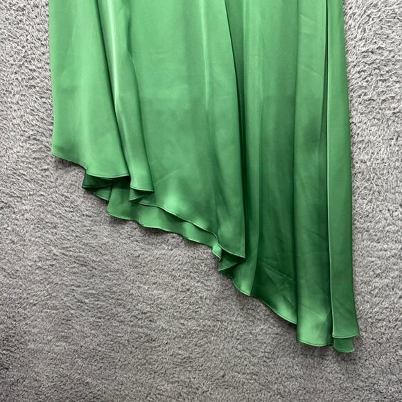 Leifsdottir Size 8 Green Silky Asymmetrical Skirt Elastic Waistband Party Fun - Picture 4 of 8